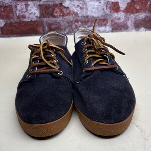 Men's Navy Suede Sneakers with Brown Leather Zia 43 Pom Pelle box 31